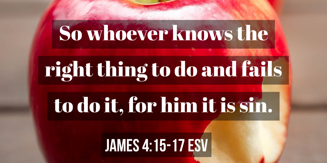 TODAY’S PASSAGE: ‭‭‭‭‭‭‭‭JAMES‬ ‭4:15-17‬ ‭ESV‬‬